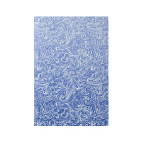 Обложка для паспорта матовая кожа с принтом Волны на голубом фоне в Кировске, натуральная матовая кожа | размер 19,3 х 13,7 см; прозрачные пластиковые крепления | textures | абстракция | белый | вода | водный | водяной | волны | дудл | дудлинг | завитки | загогулини | линии | морской | полосы | текстуры | фон