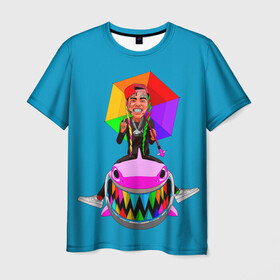 Мужская футболка 3D с принтом 6IX9INE в Кировске, 100% полиэфир | прямой крой, круглый вырез горловины, длина до линии бедер | 6 | 6ix9ine | 9 | america | gang | gangsta | gooba | keke | koko | music | rap | shark | tekashi | usa | акула | америка | музыка | реп | рэп | текаши