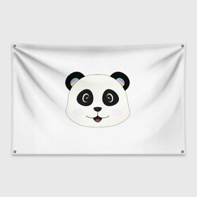 Флаг-баннер с принтом Panda в Кировске, 100% полиэстер | размер 67 х 109 см, плотность ткани — 95 г/м2; по краям флага есть четыре люверса для крепления | bear | colorful | green | nature | panda | детские | животные | звери | милые | мультфильмы | панды | радуга