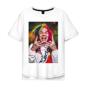 Мужская футболка хлопок Oversize с принтом 6ix9ine в Кировске, 100% хлопок | свободный крой, круглый ворот, “спинка” длиннее передней части | 6ix9ine | tekashi | возвращение | крыса | сикснайн | текаши