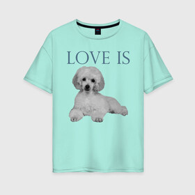 Женская футболка хлопок Oversize с принтом Любовь - это пудель в Кировске, 100% хлопок | свободный крой, круглый ворот, спущенный рукав, длина до линии бедер
 | дрессировка | забота | любовь | пудель | собака | собаки | собачка | собачник | увлечение | хобби