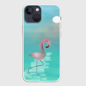 Чехол для iPhone 13 mini с принтом Фламинго в Кировске,  |  | арт | гора | графика | дельфин | животные | за | закат | картинка | кит | мной | море | небо | облака | пальма | пара | песок | пляж | побережье | радуга | рисунок | следуй | солнце | сюрреализм | фламинго