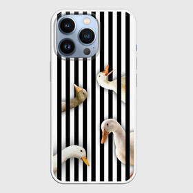 Чехол для iPhone 13 Pro с принтом Гуси в Кировске,  |  | chanel | non | stop | анти | арт | без | белый | бренд | герой | голова | границ | гуси | гучи | гуччи | для | животные | знак | картинка | коко | лого | нонстоп | пародия | пасть | перс | персонаж | полосы | птицы