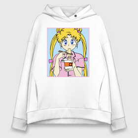 Женское худи Oversize хлопок с принтом Sailor Moon Usagi Tsukino в Кировске, френч-терри — 70% хлопок, 30% полиэстер. Мягкий теплый начес внутри —100% хлопок | боковые карманы, эластичные манжеты и нижняя кромка, капюшон на магнитной кнопке | anime | kawaii | manga | sailor moon | sailor senshi | usagi tsukino | аниме | воин в матроске | манга | сейлор мун | усаги цукино