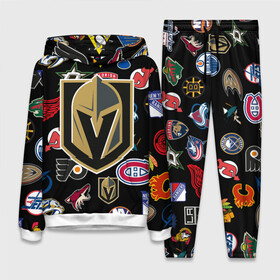 Женский костюм 3D (с толстовкой) с принтом Vegas Golden Knights (Z) в Кировске,  |  | anaheim ducks | arizona coyotes | boston bruins | buffalo sabres | calgary flames | canadiens de montreal | carolina hurricanes | chicago blackhawks | colorado avalanche | columbus blue jackets | dallas stars | detroit red wings | edmonton oil | hockey | 