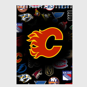 Скетчбук с принтом Calgary Flames (Z) в Кировске, 100% бумага
 | 48 листов, плотность листов — 100 г/м2, плотность картонной обложки — 250 г/м2. Листы скреплены сверху удобной пружинной спиралью | anaheim ducks | arizona coyotes | boston bruins | buffalo sabres | calgary flames | canadiens de montreal | carolina hurricanes | chicago blackhawks | colorado avalanche | columbus blue jackets | dallas stars | detroit red wings | edmonton oil | hockey | 