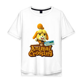 Мужская футболка хлопок Oversize с принтом Animal Crossing Isabelle в Кировске, 100% хлопок | свободный крой, круглый ворот, “спинка” длиннее передней части | animal crossing | isabelle | nintendo | детская | женская | игра | изабель | изабэль | мультик | мультяшный | нинтендо | рисованный | рисунок | собака | собачка | энимал кроссинг