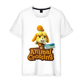 Мужская футболка хлопок с принтом Animal Crossing Isabelle в Кировске, 100% хлопок | прямой крой, круглый вырез горловины, длина до линии бедер, слегка спущенное плечо. | animal crossing | isabelle | nintendo | детская | женская | игра | изабель | изабэль | мультик | мультяшный | нинтендо | рисованный | рисунок | собака | собачка | энимал кроссинг
