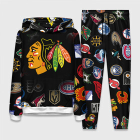 Женский костюм 3D (с толстовкой) с принтом Chicago Blackhawks (Z) в Кировске,  |  | anaheim ducks | arizona coyotes | boston bruins | buffalo sabres | calgary flames | canadiens de montreal | carolina hurricanes | chicago blackhawks | colorado avalanche | columbus blue jackets | dallas stars | detroit red wings | edmonton oil | hockey | 