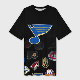 Платье-футболка 3D с принтом NHL St. Louis Blues (Z) в Кировске,  |  | anaheim ducks | arizona coyotes | boston bruins | buffalo sabres | canadiens de montreal | carolina hurricanes | chicago blackhawks | colorado | hockey | nhl | st. louis blues | нхл | паттерн | спорт | хоккей