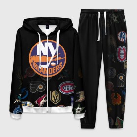 Мужской костюм 3D с принтом NHL New York Islanders (Z) в Кировске, 100% полиэстер | Манжеты и пояс оформлены тканевой резинкой, двухслойный капюшон со шнурком для регулировки, карманы спереди | 