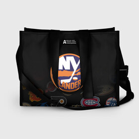 Сумка-шоппер 3D с принтом NHL New York Islanders (Z) в Кировске, 100% полиэстер | застегивается на металлическую кнопку; внутренний карман застегивается на молнию. Стенки укреплены специальным мягким материалом, чтобы защитить содержимое от несильных ударов
 | 