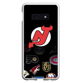 Чехол для Samsung S10E с принтом NHL New Jersey Devils (Z) в Кировске, Силикон | Область печати: задняя сторона чехла, без боковых панелей | anaheim ducks | arizona coyotes | boston bruins | buffalo sabres | calgary flames | carolina hurricanes | chicago blackhawks | colorado | hockey | new jersey devils | nhl | нхл | паттерн | спорт | хоккей