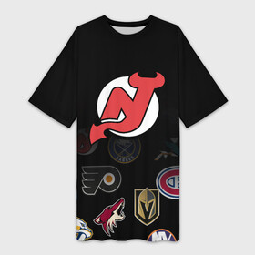 Платье-футболка 3D с принтом NHL New Jersey Devils (Z) в Кировске,  |  | anaheim ducks | arizona coyotes | boston bruins | buffalo sabres | calgary flames | carolina hurricanes | chicago blackhawks | colorado | hockey | new jersey devils | nhl | нхл | паттерн | спорт | хоккей