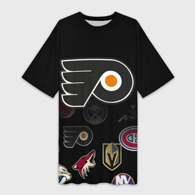 Платье-футболка 3D с принтом NHL Philadelphia Flyers | НХЛ (Z) в Кировске,  |  | anaheim ducks | boston bruins | buffalo sabres | calgary flames | canadiens de montreal | carolina hurricanes | chicago blackhawks | colorado | hockey | nhl | philadelphia flyers | нхл | паттерн | спорт | хоккей