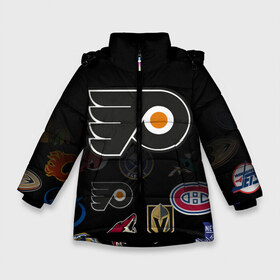 Зимняя куртка для девочек 3D с принтом NHL Philadelphia Flyers (Z) в Кировске, ткань верха — 100% полиэстер; подклад — 100% полиэстер, утеплитель — 100% полиэстер. | длина ниже бедра, удлиненная спинка, воротник стойка и отстегивающийся капюшон. Есть боковые карманы с листочкой на кнопках, утяжки по низу изделия и внутренний карман на молнии. 

Предусмотрены светоотражающий принт на спинке, радужный светоотражающий элемент на пуллере молнии и на резинке для утяжки. | anaheim ducks | boston bruins | buffalo sabres | calgary flames | canadiens de montreal | carolina hurricanes | chicago blackhawks | colorado | hockey | nhl | philadelphia flyers | нхл | паттерн | спорт | хоккей