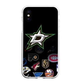 Чехол для iPhone XS Max матовый с принтом NHL Dallas Stars (Z) в Кировске, Силикон | Область печати: задняя сторона чехла, без боковых панелей | anaheim ducks | arizona coyotes | boston bruins | buffalo sabres | calgary flames | carolina hurricanes | chicago blackhawks | colorado | dallas stars | hockey | nhl | нхл | паттерн | спорт | хоккей