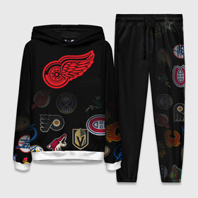 Женский костюм 3D (с толстовкой) с принтом NHL Detroit Red Wings (Z) в Кировске,  |  | anaheim ducks | arizona coyotes | boston bruins | buffalo sabres | calgary flames | canadiens de montreal | carolina hurricanes | colorado | detroit red wings | hockey | nhl | нхл | паттерн | спорт | хоккей