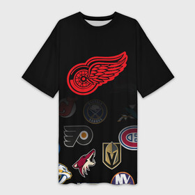 Платье-футболка 3D с принтом NHL Detroit Red Wings (Z) в Кировске,  |  | Тематика изображения на принте: anaheim ducks | arizona coyotes | boston bruins | buffalo sabres | calgary flames | canadiens de montreal | carolina hurricanes | colorado | detroit red wings | hockey | nhl | нхл | паттерн | спорт | хоккей