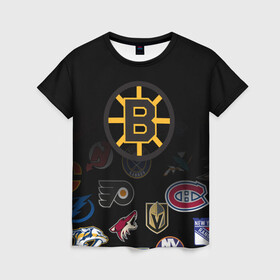 Женская футболка 3D с принтом NHL Boston Bruins (Z) в Кировске, 100% полиэфир ( синтетическое хлопкоподобное полотно) | прямой крой, круглый вырез горловины, длина до линии бедер | anaheim ducks | arizona coyotes | boston bruins | buffalo sabres | calgary flames | canadiens de montreal | carolina hurricanes | chicago blackhawks | colorado | hockey | nhl | нхл | паттерн | спорт | хоккей