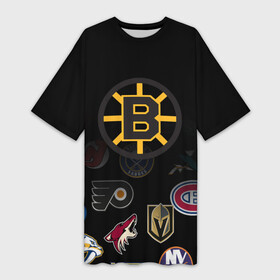Платье-футболка 3D с принтом NHL Boston Bruins (Z) в Кировске,  |  | Тематика изображения на принте: anaheim ducks | arizona coyotes | boston bruins | buffalo sabres | calgary flames | canadiens de montreal | carolina hurricanes | chicago blackhawks | colorado | hockey | nhl | нхл | паттерн | спорт | хоккей