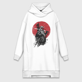 Платье-худи хлопок с принтом Японский самурай в Кировске,  |  | белый | воен | катана | красный | меч | пепел | самурай | флаг | черный | япония