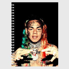 Тетрадь с принтом 6IX9INE в Кировске, 100% бумага | 48 листов, плотность листов — 60 г/м2, плотность картонной обложки — 250 г/м2. Листы скреплены сбоку удобной пружинной спиралью. Уголки страниц и обложки скругленные. Цвет линий — светло-серый
 | Тематика изображения на принте: 6ix9ine | gooba | hernandez | tekashi