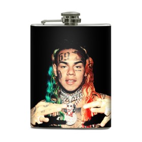 Фляга с принтом 6IX9INE в Кировске, металлический корпус | емкость 0,22 л, размер 125 х 94 мм. Виниловая наклейка запечатывается полностью | Тематика изображения на принте: 6ix9ine | gooba | hernandez | tekashi