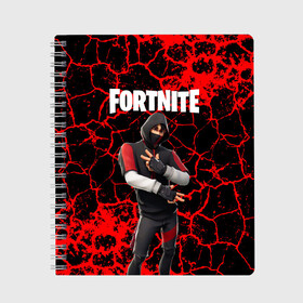 Тетрадь с принтом Fortnite Ikonik в Кировске, 100% бумага | 48 листов, плотность листов — 60 г/м2, плотность картонной обложки — 250 г/м2. Листы скреплены сбоку удобной пружинной спиралью. Уголки страниц и обложки скругленные. Цвет линий — светло-серый
 | archetype | fortnite | fortnite 2 | fortnite x | ikonik | marshmello | raven | архетип | ворон | иконик | маршмелло | фортнайт | фортнайт 2 | фортнайт глава 2