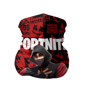 Бандана-труба 3D с принтом FORTNITE x IKONIK в Кировске, 100% полиэстер, ткань с особыми свойствами — Activecool | плотность 150‒180 г/м2; хорошо тянется, но сохраняет форму | Тематика изображения на принте: deadmau5 | fortnite | fortnite 2 | fortnite x маршмелло | ikonik | marshmello | ninja | ninja streamer | raven | travis scott | ворон | иконик | ниндзя | пили | рейвен | трэвис скотт | фортнайт