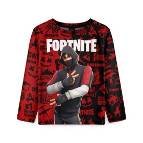 Детский лонгслив 3D с принтом FORTNITE x IKONIK в Кировске, 100% полиэстер | длинные рукава, круглый вырез горловины, полуприлегающий силуэт
 | deadmau5 | fortnite | fortnite 2 | fortnite x маршмелло | ikonik | marshmello | ninja | ninja streamer | raven | travis scott | ворон | иконик | ниндзя | пили | рейвен | трэвис скотт | фортнайт