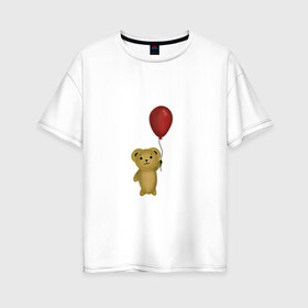 Женская футболка хлопок Oversize с принтом Винни Пух в Кировске, 100% хлопок | свободный крой, круглый ворот, спущенный рукав, длина до линии бедер
 | воздушный | детские | животные | звери | игрушка | медведь | мультфильмы | шар