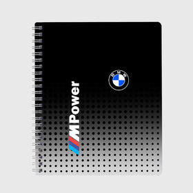 Тетрадь с принтом BMW в Кировске, 100% бумага | 48 листов, плотность листов — 60 г/м2, плотность картонной обложки — 250 г/м2. Листы скреплены сбоку удобной пружинной спиралью. Уголки страниц и обложки скругленные. Цвет линий — светло-серый
 | bmw | bmw лого | bmw марка | bmw эмблема | m power | power | бмв | бмв значок | бмв лого | бмв эмблема | бэха | значок bmw | лого автомобиля | логотип bmw | марка бмв | черно белый значок бмв