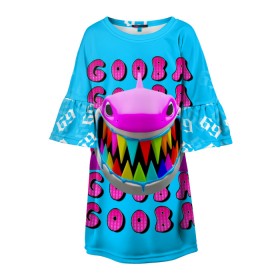 Детское платье 3D с принтом 6IX9INE- GOOBA в Кировске, 100% полиэстер | прямой силуэт, чуть расширенный к низу. Круглая горловина, на рукавах — воланы | 6ix9ine | 6ix9ine  gooba | gooba | акула | сикснайн | сиксти найн | сиксти найн репер | такаши | текаши | текаши сикснайн