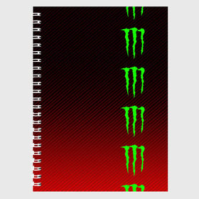 Тетрадь с принтом MONSTER ENERGY (Z) в Кировске, 100% бумага | 48 листов, плотность листов — 60 г/м2, плотность картонной обложки — 250 г/м2. Листы скреплены сбоку удобной пружинной спиралью. Уголки страниц и обложки скругленные. Цвет линий — светло-серый
 | Тематика изображения на принте: black monster | bmx | claw | cybersport | energy | monster | monster energy | moto | motocross | race | sport | киберспорт | когти | монстер энерджи | монстр | мото | мотокросс | ралли | скейтбординг | спорт | т | энергия