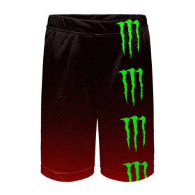 Детские спортивные шорты 3D с принтом MONSTER ENERGY (Z) в Кировске,  100% полиэстер
 | пояс оформлен широкой мягкой резинкой, ткань тянется
 | Тематика изображения на принте: black monster | bmx | claw | cybersport | energy | monster | monster energy | moto | motocross | race | sport | киберспорт | когти | монстер энерджи | монстр | мото | мотокросс | ралли | скейтбординг | спорт | т | энергия