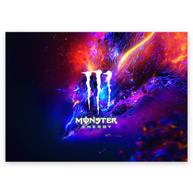 Поздравительная открытка с принтом MONSTER ENERGY в Кировске, 100% бумага | плотность бумаги 280 г/м2, матовая, на обратной стороне линовка и место для марки
 | Тематика изображения на принте: amg | auto | bmw | honda | jdm | mercedes | nissan | porsche | racing | sport | subar | toyota | автомобил | автомобильные | киа | лексус | марка | машины | митсубиси | ниссан | порше | спорт | субару | тесла | тойота | хонда