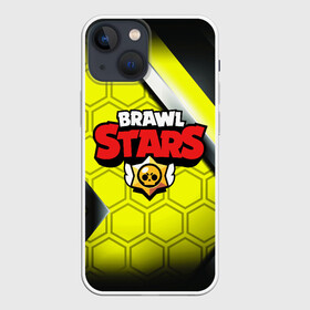Чехол для iPhone 13 mini с принтом фан мерч Brawl Stars в Кировске,  |  | brawl | logo | moba | stars | желтый | звезда | игра | команды | лого | мерч | моба | надпись | полосы | текст | череп