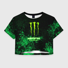 Женская футболка Crop-top 3D с принтом MONSTER ENERGY в Кировске, 100% полиэстер | круглая горловина, длина футболки до линии талии, рукава с отворотами | amg | auto | bmw | honda | jdm | mercedes | nissan | porsche | racing | sport | subar | toyota | автомобил | автомобильные | киа | лексус | марка | машины | митсубиси | ниссан | порше | спорт | субару | тесла | тойота | хонда