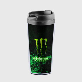 Термокружка-непроливайка с принтом MONSTER ENERGY в Кировске, внутренняя часть — пищевой пластик, наружная часть — прозрачный пластик, между ними — полиграфическая вставка с рисунком | объем — 350 мл, герметичная крышка | Тематика изображения на принте: amg | auto | bmw | honda | jdm | mercedes | nissan | porsche | racing | sport | subar | toyota | автомобил | автомобильные | киа | лексус | марка | машины | митсубиси | ниссан | порше | спорт | субару | тесла | тойота | хонда