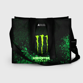 Сумка-шоппер 3D с принтом MONSTER ENERGY в Кировске, 100% полиэстер | застегивается на металлическую кнопку; внутренний карман застегивается на молнию. Стенки укреплены специальным мягким материалом, чтобы защитить содержимое от несильных ударов
 | amg | auto | bmw | honda | jdm | mercedes | nissan | porsche | racing | sport | subar | toyota | автомобил | автомобильные | киа | лексус | марка | машины | митсубиси | ниссан | порше | спорт | субару | тесла | тойота | хонда