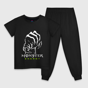 Детская пижама хлопок с принтом MONSTER ENERGY (Z) в Кировске, 100% хлопок |  брюки и футболка прямого кроя, без карманов, на брюках мягкая резинка на поясе и по низу штанин
 | black monster | bmx | claw | cybersport | energy | monster | monster energy | moto | motocross | race | sport | киберспорт | когти | монстер энерджи | монстр | мото | мотокросс | ралли | скейтбординг | спорт | т | энергия