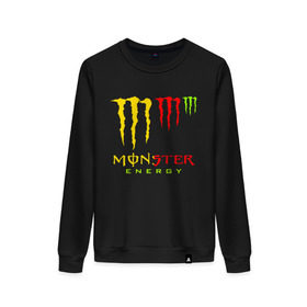 Женский свитшот хлопок с принтом MONSTER ENERGY (Z) в Кировске, 100% хлопок | прямой крой, круглый вырез, на манжетах и по низу широкая трикотажная резинка  | black monster | bmx | claw | cybersport | energy | monster | monster energy | moto | motocross | race | sport | киберспорт | когти | монстер энерджи | монстр | мото | мотокросс | ралли | скейтбординг | спорт | энергия