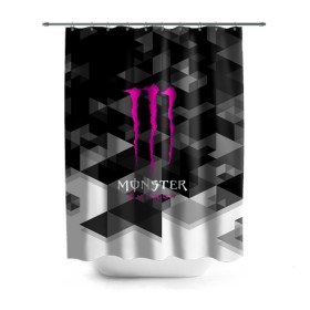 Штора 3D для ванной с принтом MONSTER ENERGY (Z) в Кировске, 100% полиэстер | плотность материала — 100 г/м2. Стандартный размер — 146 см х 180 см. По верхнему краю — пластиковые люверсы для креплений. В комплекте 10 пластиковых колец | black monster | bmx | claw | cybersport | energy | monster | monster energy | moto | motocross | race | sport | киберспорт | когти | монстер энерджи | монстр | мото | мотокросс | ралли | скейтбординг | спорт | энергия