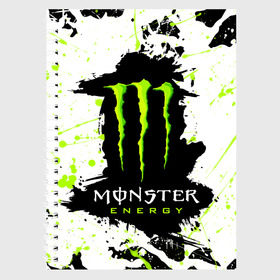 Тетрадь с принтом MONSTER ENERGY (Z) в Кировске, 100% бумага | 48 листов, плотность листов — 60 г/м2, плотность картонной обложки — 250 г/м2. Листы скреплены сбоку удобной пружинной спиралью. Уголки страниц и обложки скругленные. Цвет линий — светло-серый
 | Тематика изображения на принте: black monster | bmx | claw | cybersport | energy | monster | monster energy | moto | motocross | race | sport | киберспорт | когти | монстер энерджи | монстр | мото | мотокросс | ралли | скейтбординг | спорт | т | энергия