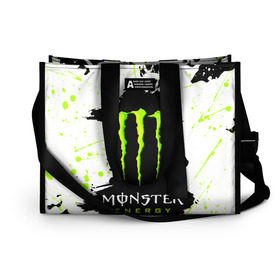 Сумка-шоппер 3D с принтом MONSTER ENERGY (Z) в Кировске, 100% полиэстер | застегивается на металлическую кнопку; внутренний карман застегивается на молнию. Стенки укреплены специальным мягким материалом, чтобы защитить содержимое от несильных ударов
 | black monster | bmx | claw | cybersport | energy | monster | monster energy | moto | motocross | race | sport | киберспорт | когти | монстер энерджи | монстр | мото | мотокросс | ралли | скейтбординг | спорт | т | энергия