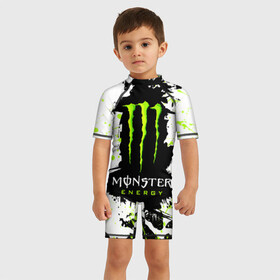 Детский купальный костюм 3D с принтом MONSTER ENERGY (Z) в Кировске, Полиэстер 85%, Спандекс 15% | застежка на молнии на спине | black monster | bmx | claw | cybersport | energy | monster | monster energy | moto | motocross | race | sport | киберспорт | когти | монстер энерджи | монстр | мото | мотокросс | ралли | скейтбординг | спорт | т | энергия