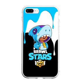 Чехол для iPhone 7Plus/8 Plus матовый с принтом BRAWL STARS SHARK в Кировске, Силикон | Область печати: задняя сторона чехла, без боковых панелей | 8 bit | brawl stars | crow | leon | leon shark | max | mecha | mecha crow | mr.p | sally leon | shark | sprout | tara | virus 8 bit | werewolf leon | акула | берли | бравл старс | ворон | макс | оборотень