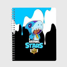 Тетрадь с принтом BRAWL STARS SHARK в Кировске, 100% бумага | 48 листов, плотность листов — 60 г/м2, плотность картонной обложки — 250 г/м2. Листы скреплены сбоку удобной пружинной спиралью. Уголки страниц и обложки скругленные. Цвет линий — светло-серый
 | 8 bit | brawl stars | crow | leon | leon shark | max | mecha | mecha crow | mr.p | sally leon | shark | sprout | tara | virus 8 bit | werewolf leon | акула | берли | бравл старс | ворон | макс | оборотень