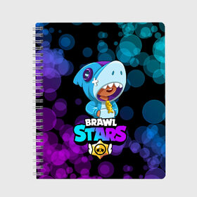 Тетрадь с принтом BRAWL STARS SHARK в Кировске, 100% бумага | 48 листов, плотность листов — 60 г/м2, плотность картонной обложки — 250 г/м2. Листы скреплены сбоку удобной пружинной спиралью. Уголки страниц и обложки скругленные. Цвет линий — светло-серый
 | 8 bit | brawl stars | crow | leon | leon shark | max | mecha | mecha crow | mr.p | sally leon | shark | sprout | tara | virus 8 bit | werewolf leon | акула | берли | бравл старс | ворон | макс | оборотень